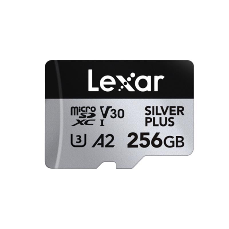 256GB LEXAR HIGH-PERFORMANCE SILVER PLUS MICROSDXC UHS-I UP TO 205MB/S READ 150MB/S WRITE C10 A2 V30