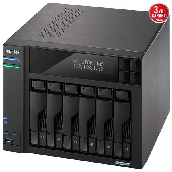 ASUSTOR AS6706T-16GB CELERON QC- 16GB RAM- 6-diskli Nas Server (Disksiz)