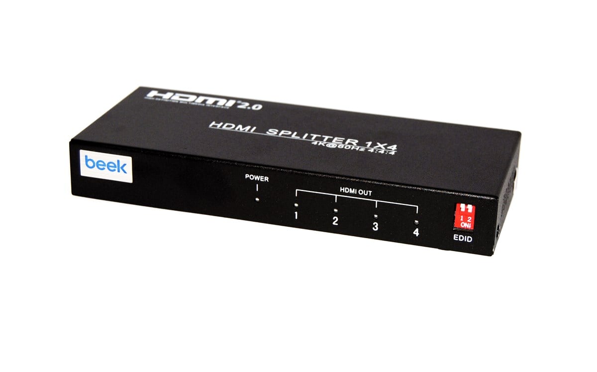 Beek 4K 4'lü HDMI Video Çoklayıcı, 3810 x 2160 (4K) ve 1920 x 1080 (Full HD) piksel çözünürlük, HDMI 2.0, HDCP 2.3, metal şasi, siyah renk<br>
(4K HDMI Spliter 4 Ports, UHD 4K@60Hz (4:4:4) HDR 1.8Gbps, HDMI 2.0 HDCP 2.3) (BS-UH04)