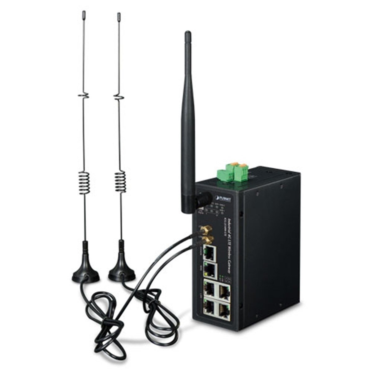 Industrial 4G LTE Cellular Wireless Gateway with 5-Port 10/100/1000T(2 Module SIM Card Slots, 802.11ac, 1 RS232/RS485, DI/DO, -35~75 degrees C, LTE Band B1/B3/B5/B7/B8/B20)