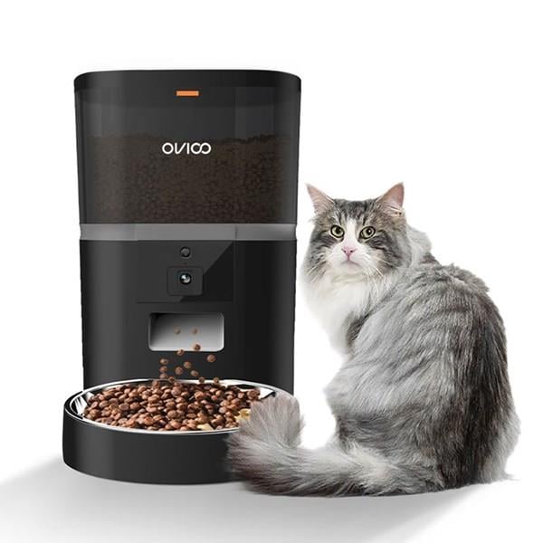 OVIOO QQ005 6 Litre Kameralı ve Uzaktan Wifi Bağlantılı Paslanmaz Kaseli Kedi ve Köpek Besleyici