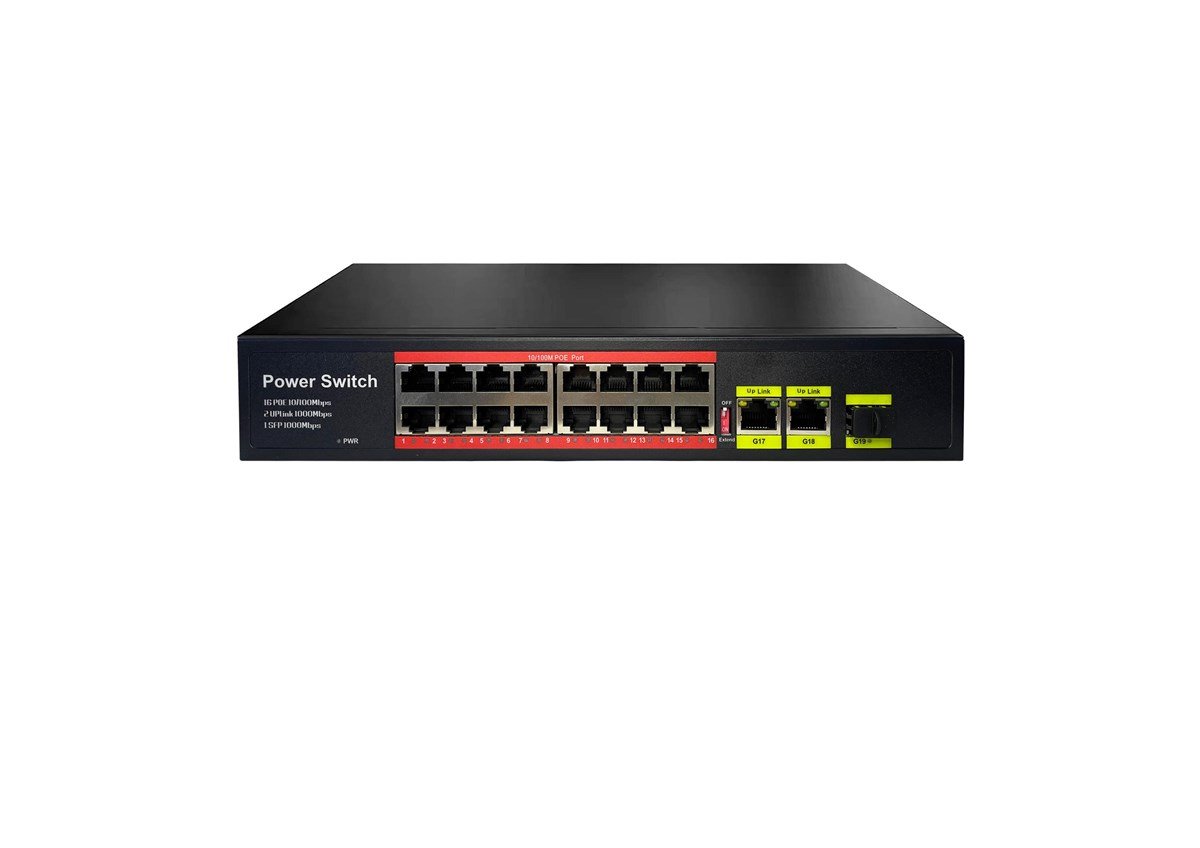 URANIUM POE-1621SFP-200W 16 PORT 10/100+2XGIGABIT RJ45+1XSFP UPLINK 200W POE RACKMOUNT SWITCH (REALTEK CHIPSET)