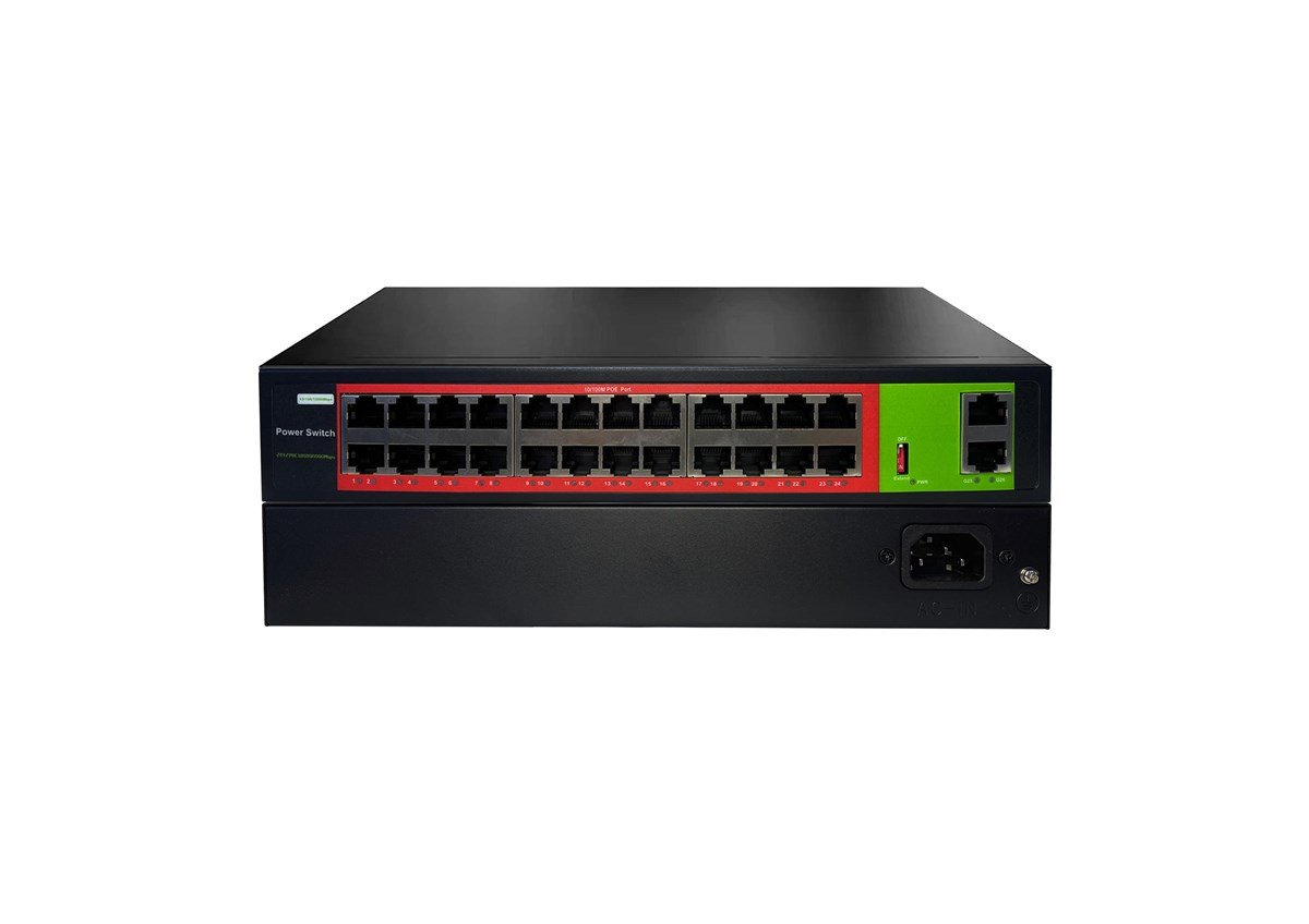 URANIUM POE-2420-260W 24 PORT 10/100+2X GIGABIT RJ45 UPLINK 260W POE RACKMOUNT SWITCH (REALTEK CHIPSET)