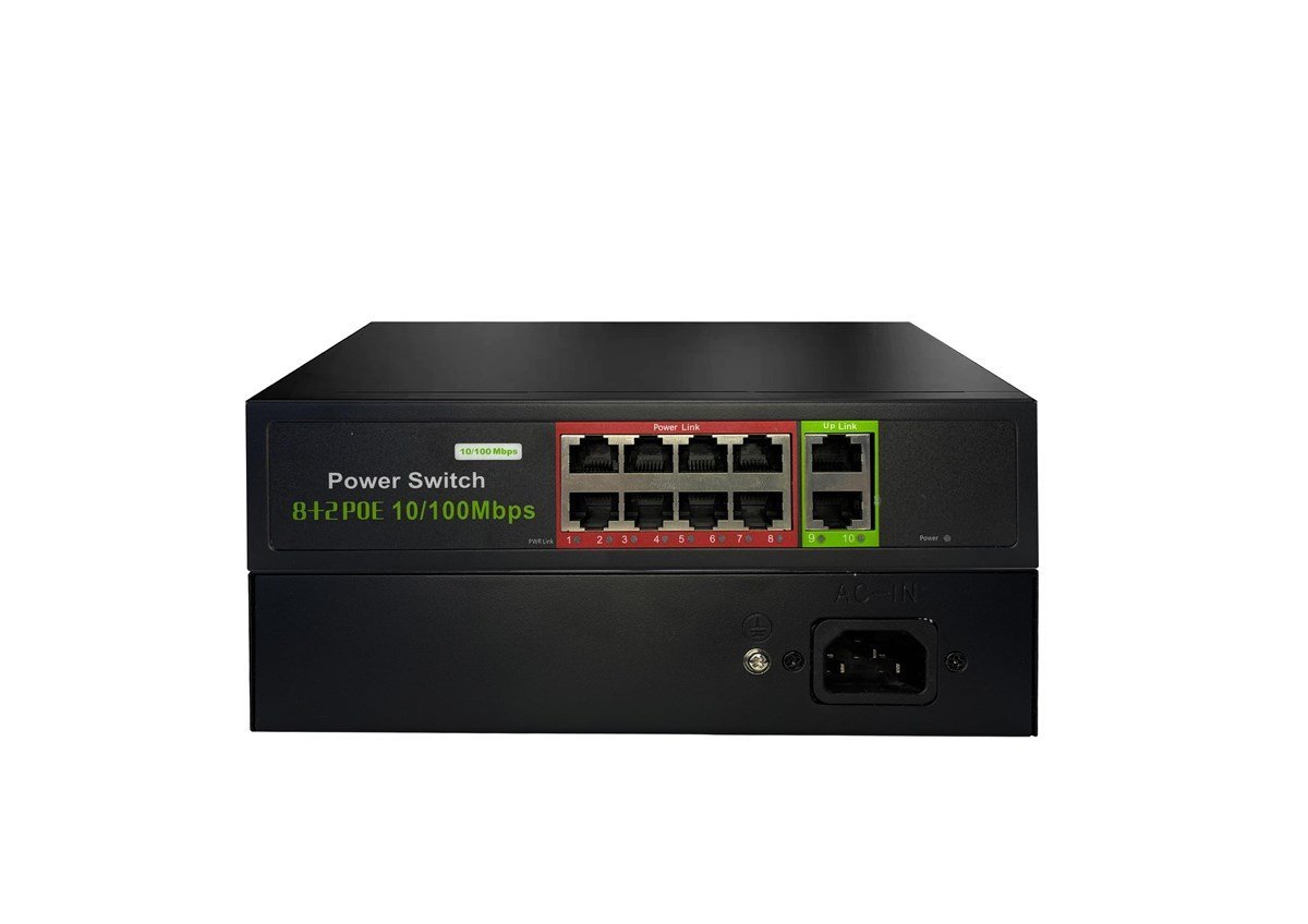 URANIUM POE-8002-96W 8 PORT 10/100 + 2 PORT 10/100 RJ45 UPLINK 96W POE SWITCH (REALTEK CHIPSET)