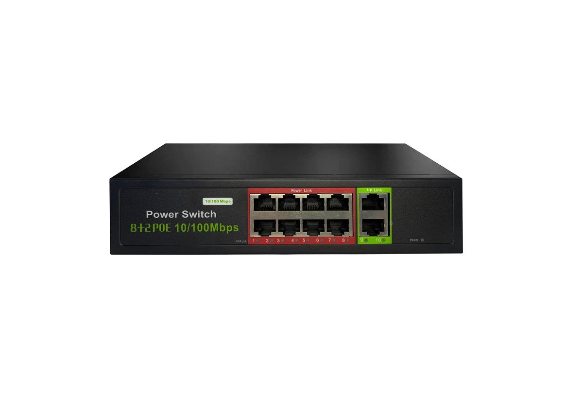 URANIUM POE-8002-96W 8 PORT 10/100 + 2 PORT 10/100 RJ45 UPLINK 96W POE SWITCH (REALTEK CHIPSET)