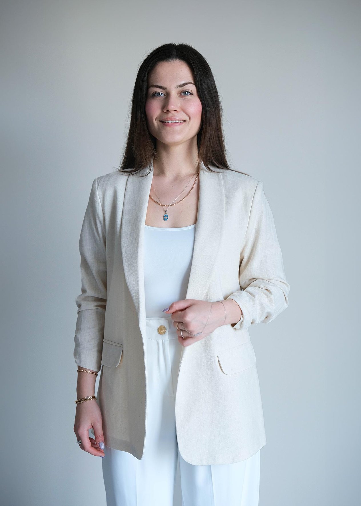 Keten Kolu Büzgülü Ceket Taş