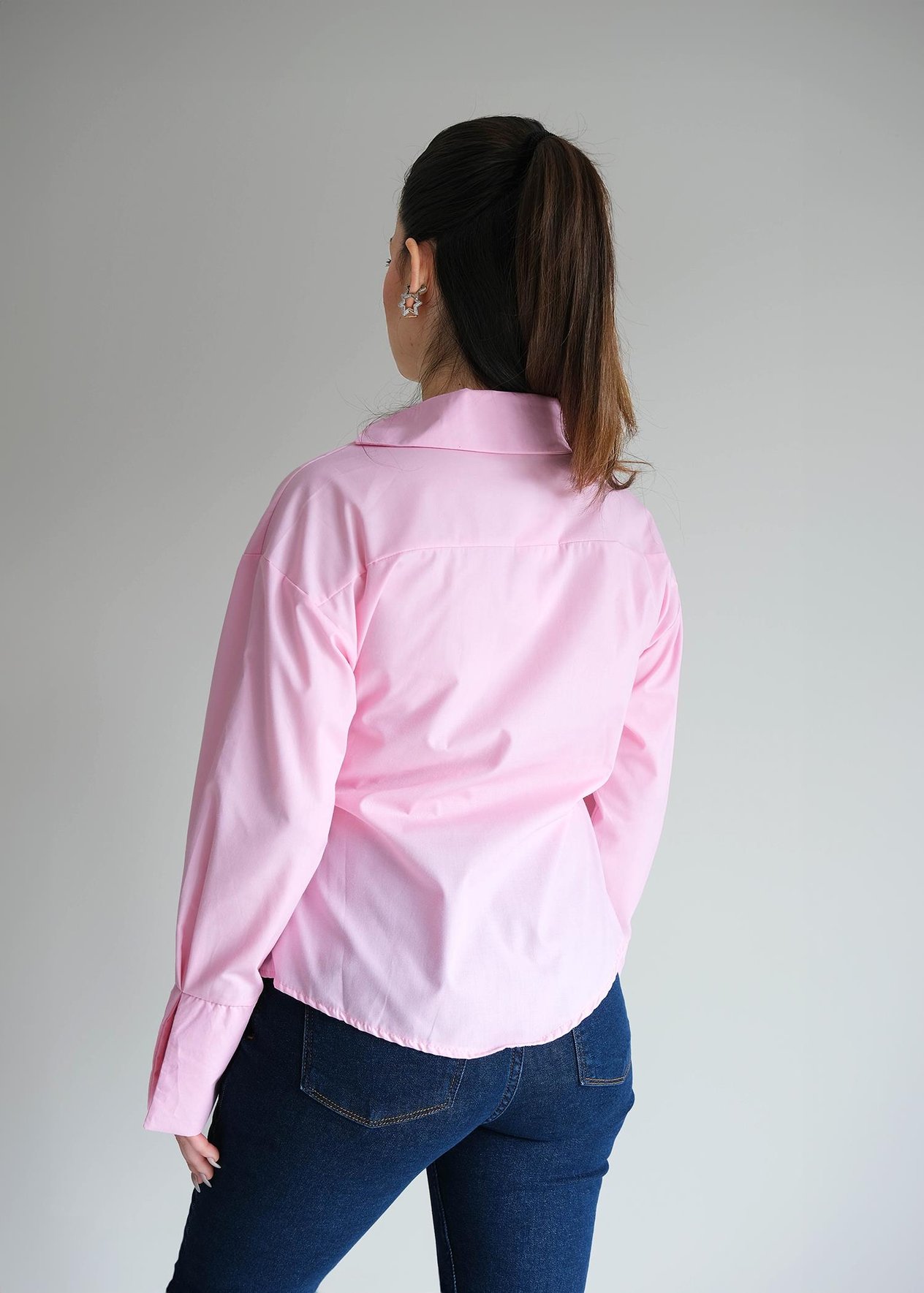 Kravuze Bağlamalı Gömlek Pembe