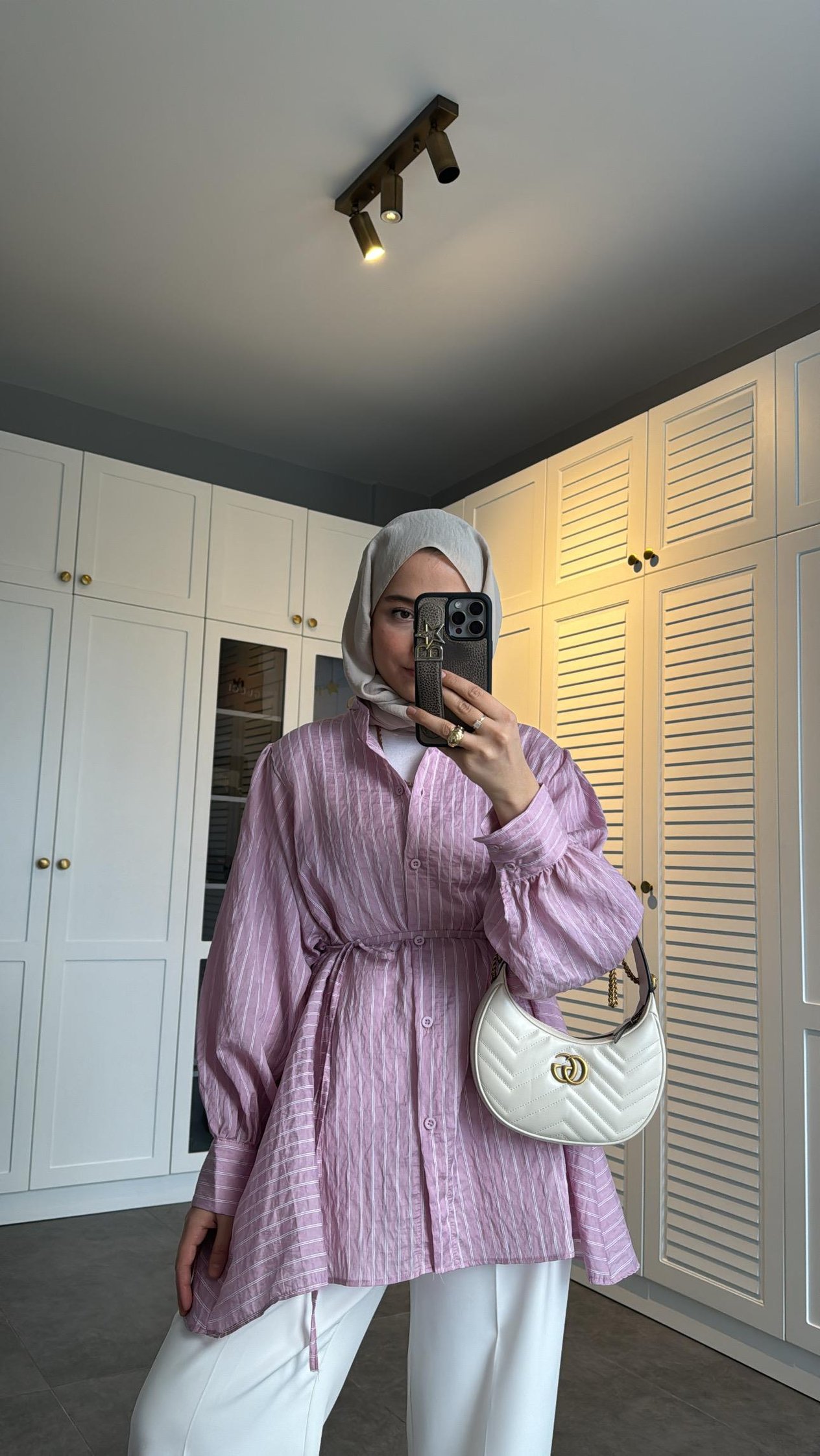 Çizgili Basic Gömlek Pembe