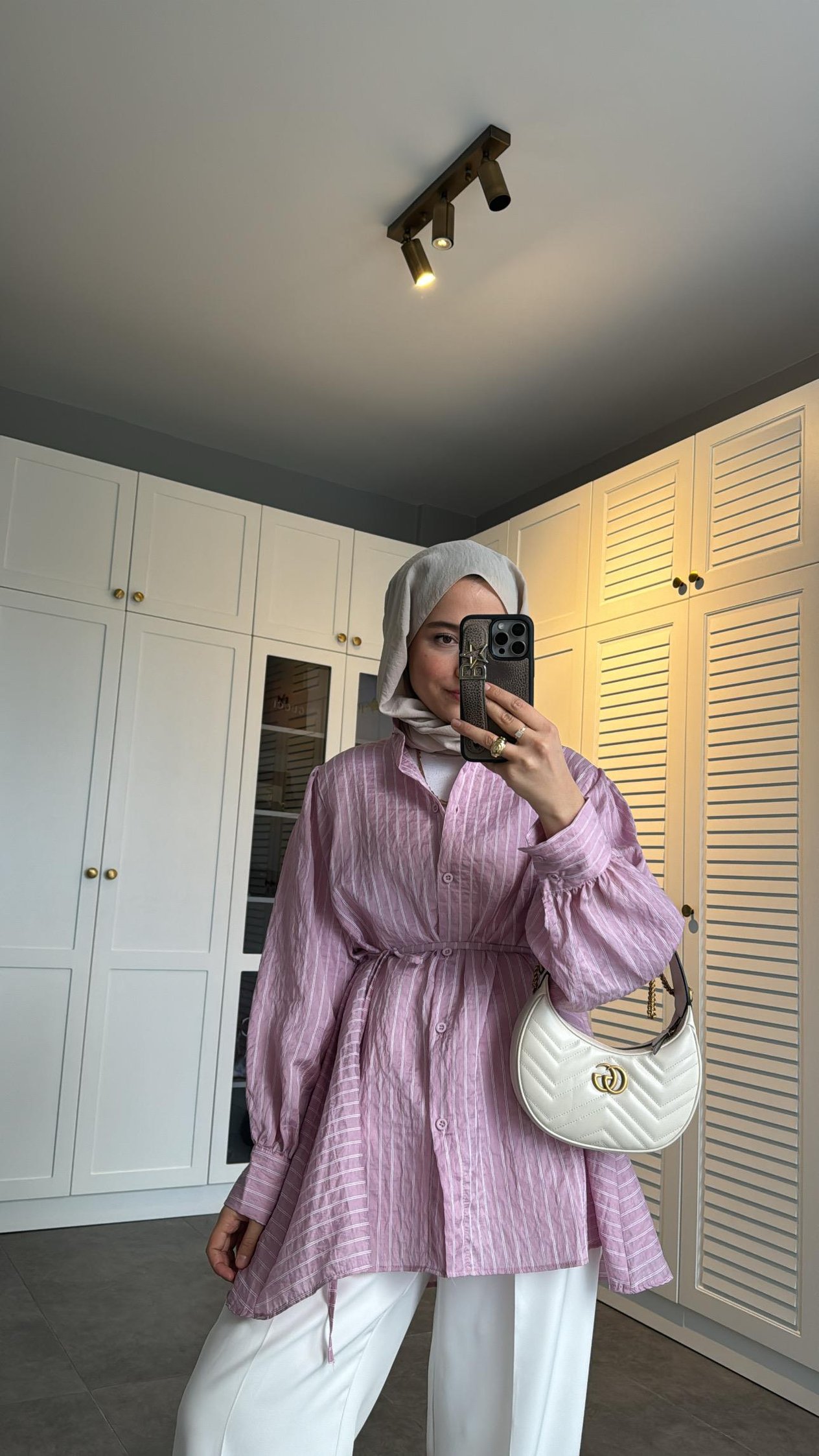 Çizgili Basic Gömlek Pembe