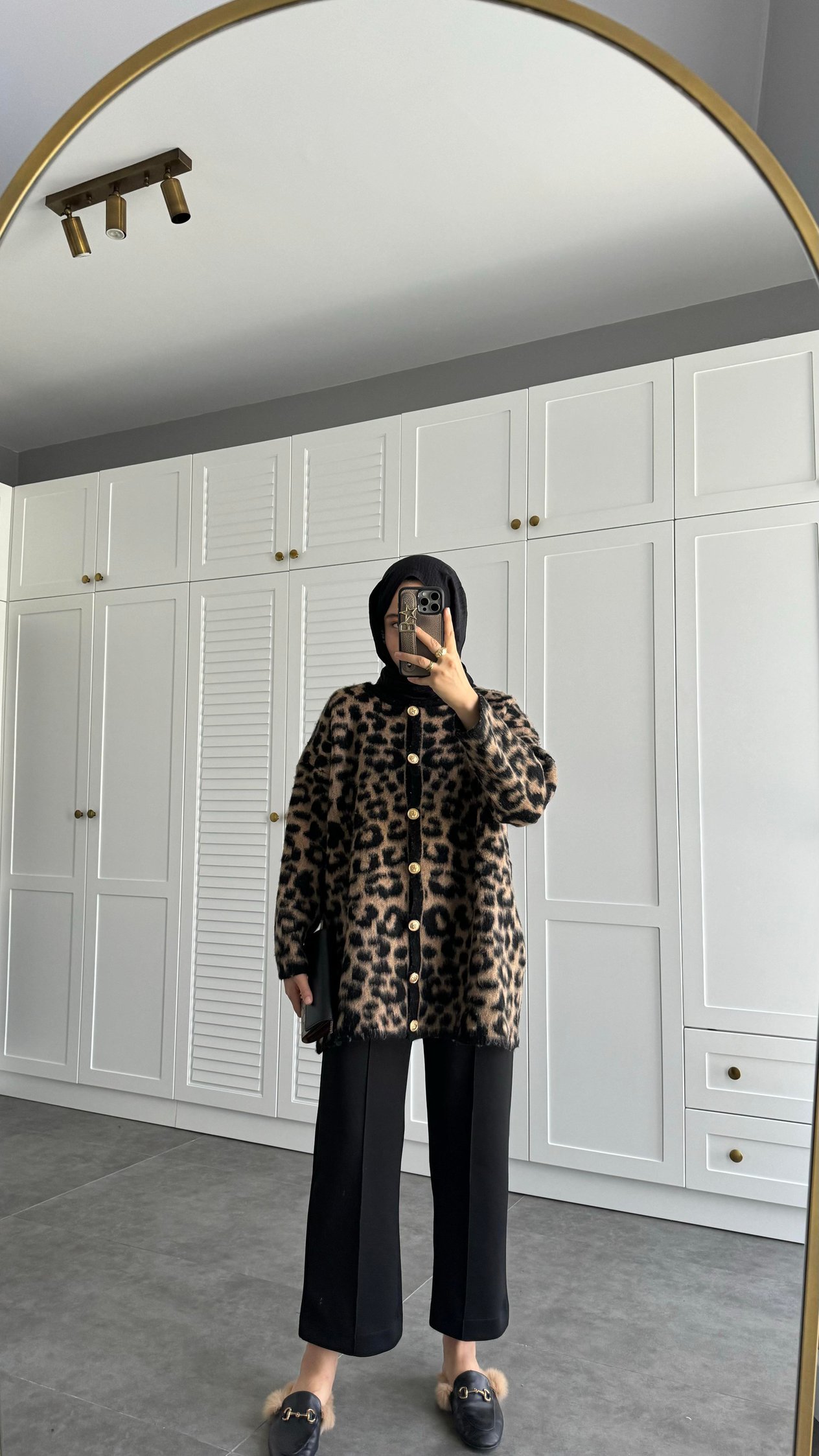 Premium Leopar Desenli Hırka