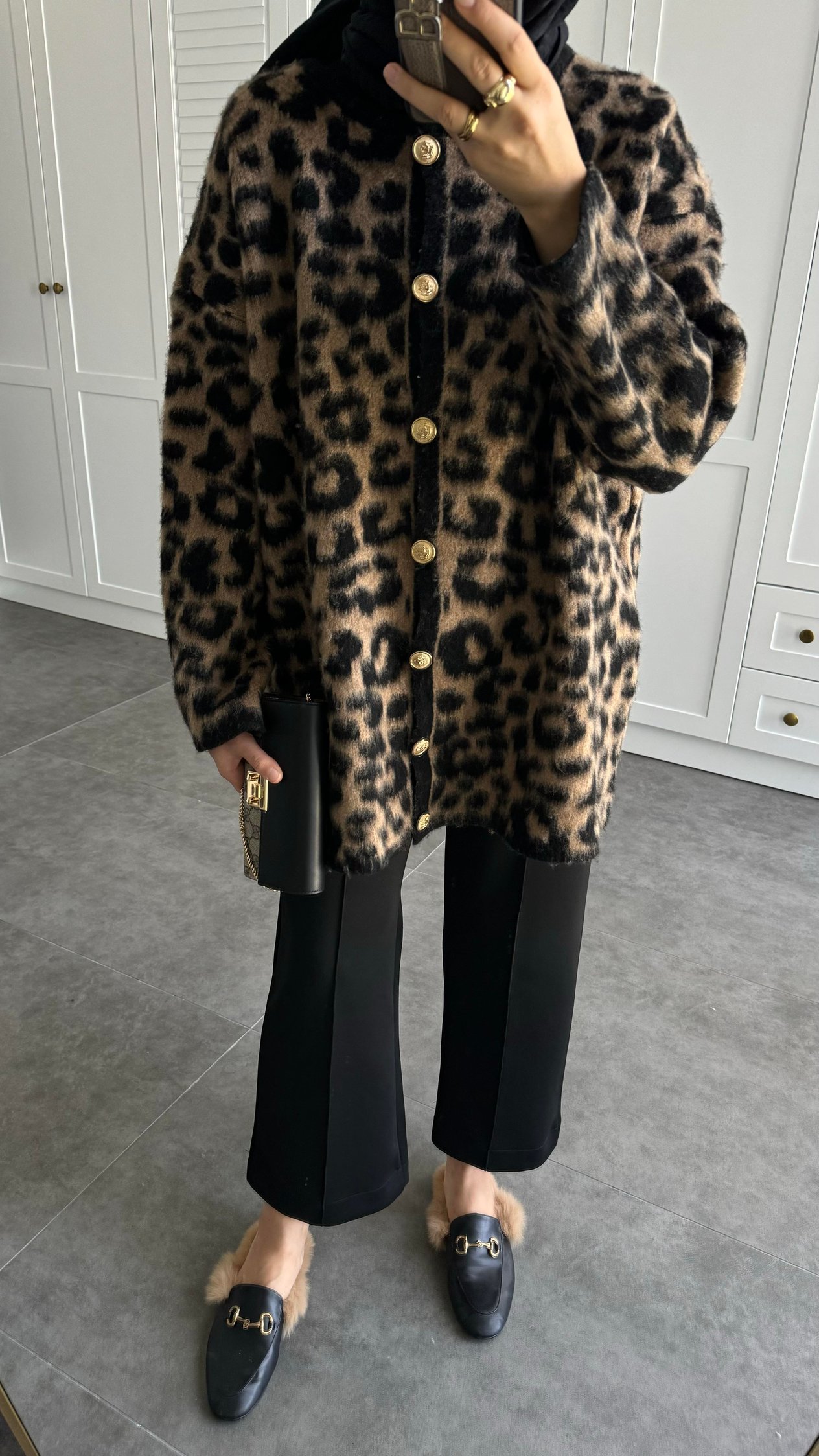 Premium Leopar Desenli Hırka