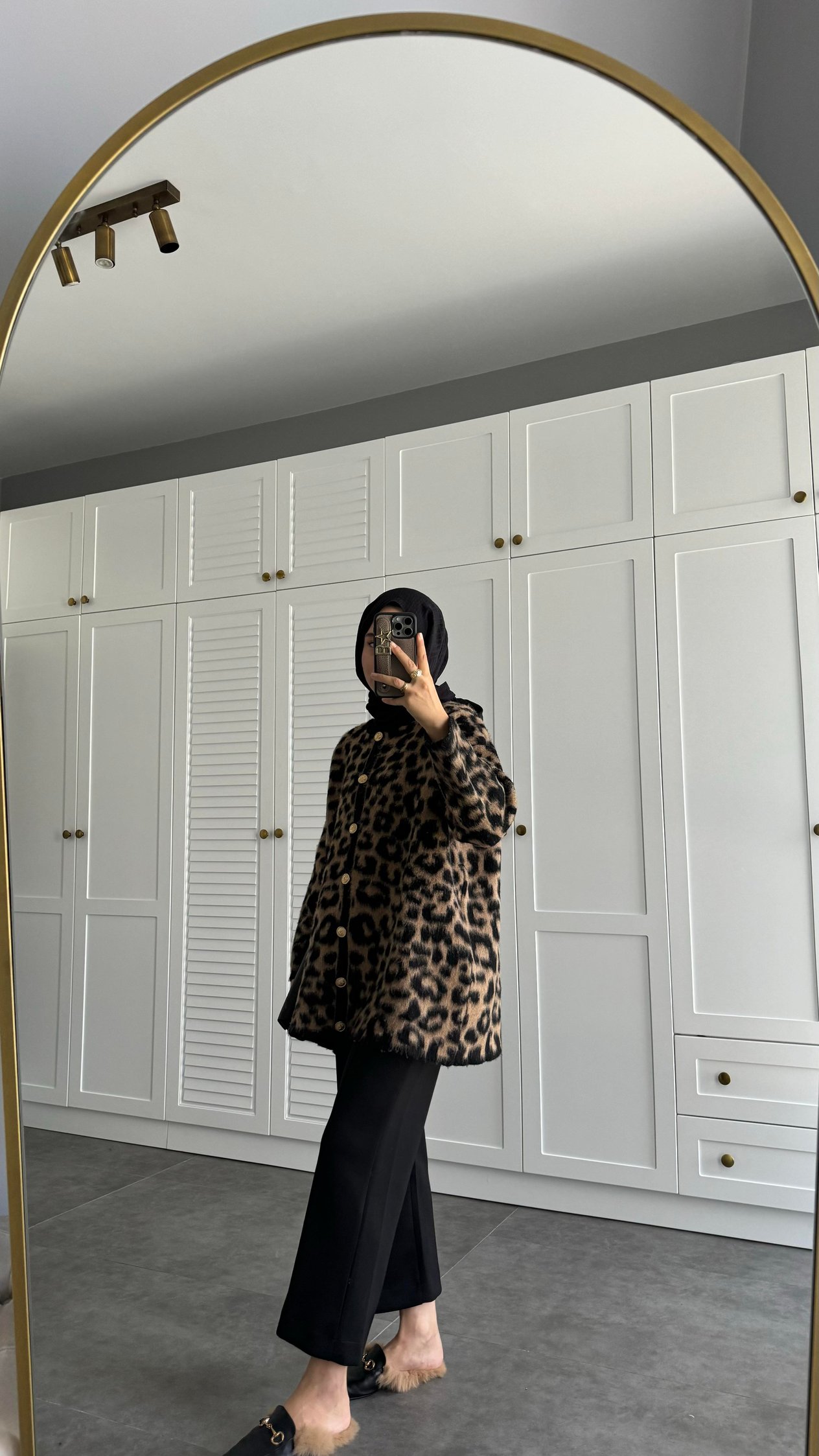 Premium Leopar Desenli Hırka