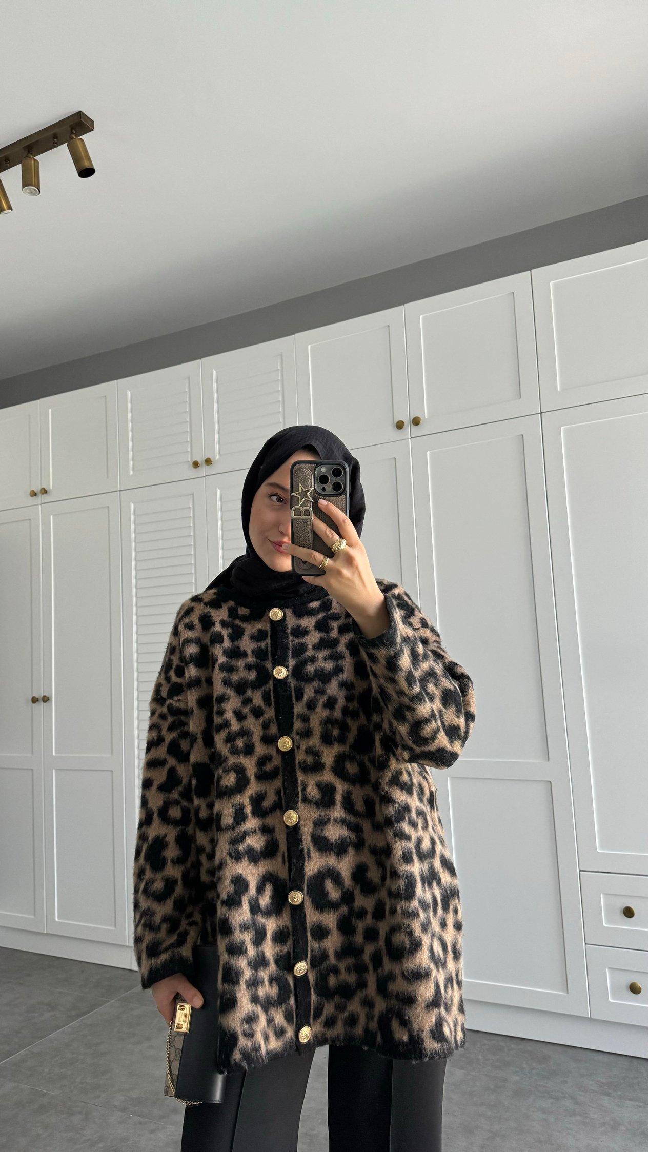 Premium Leopar Desenli Hırka