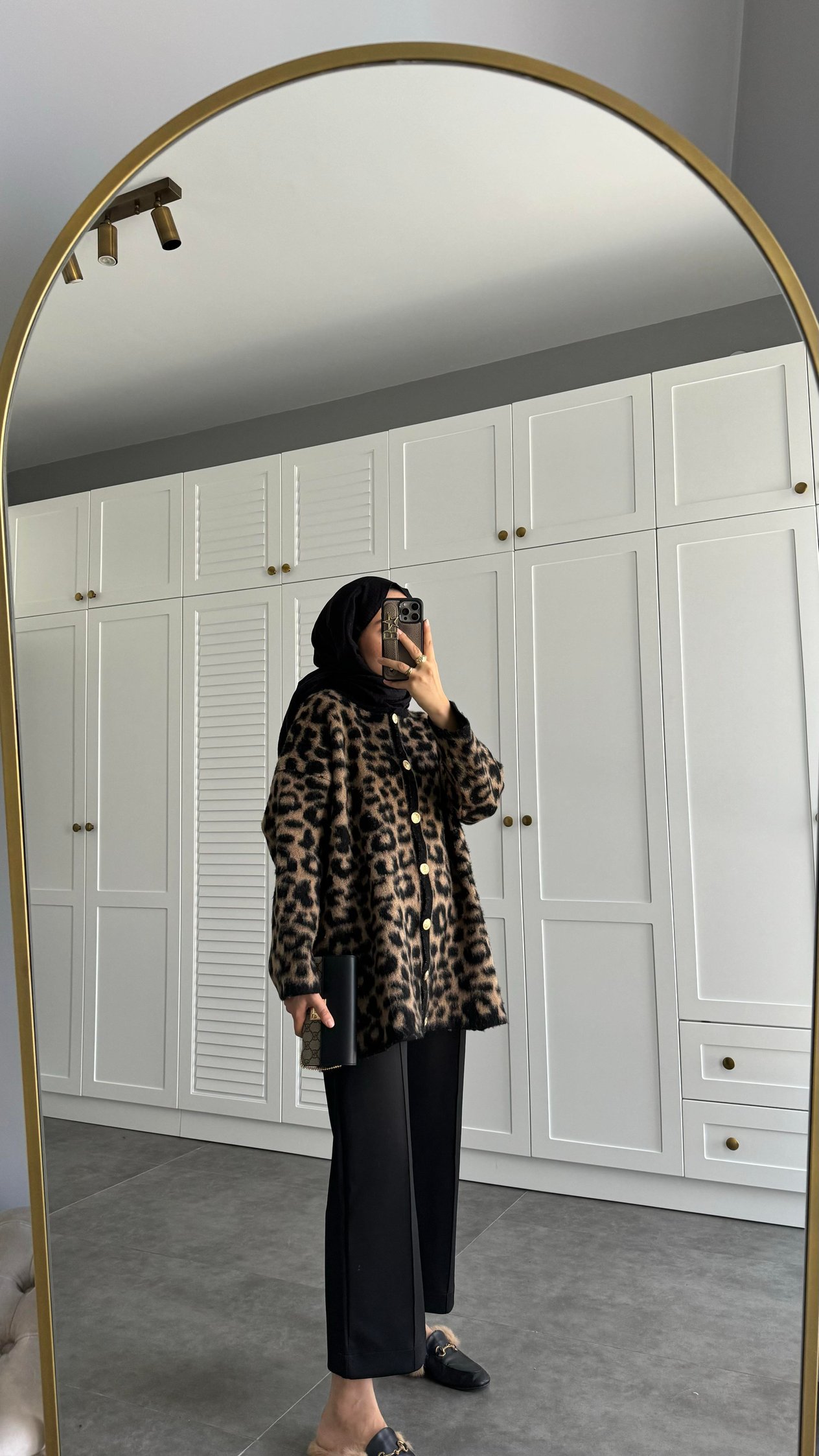 Premium Leopar Desenli Hırka