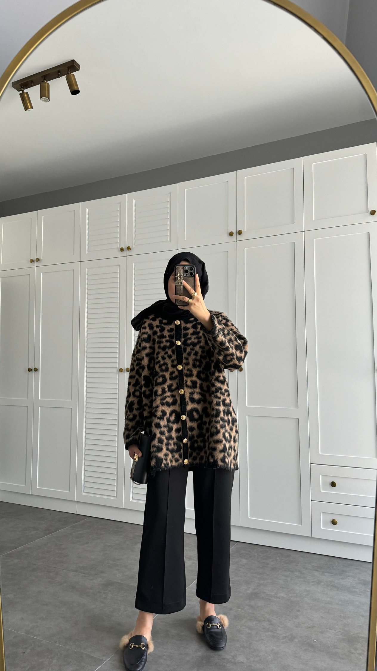 Premium Leopar Desenli Hırka