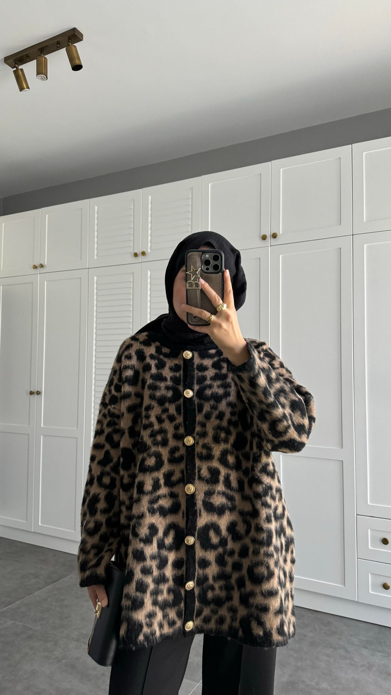Premium Leopar Desenli Hırka
