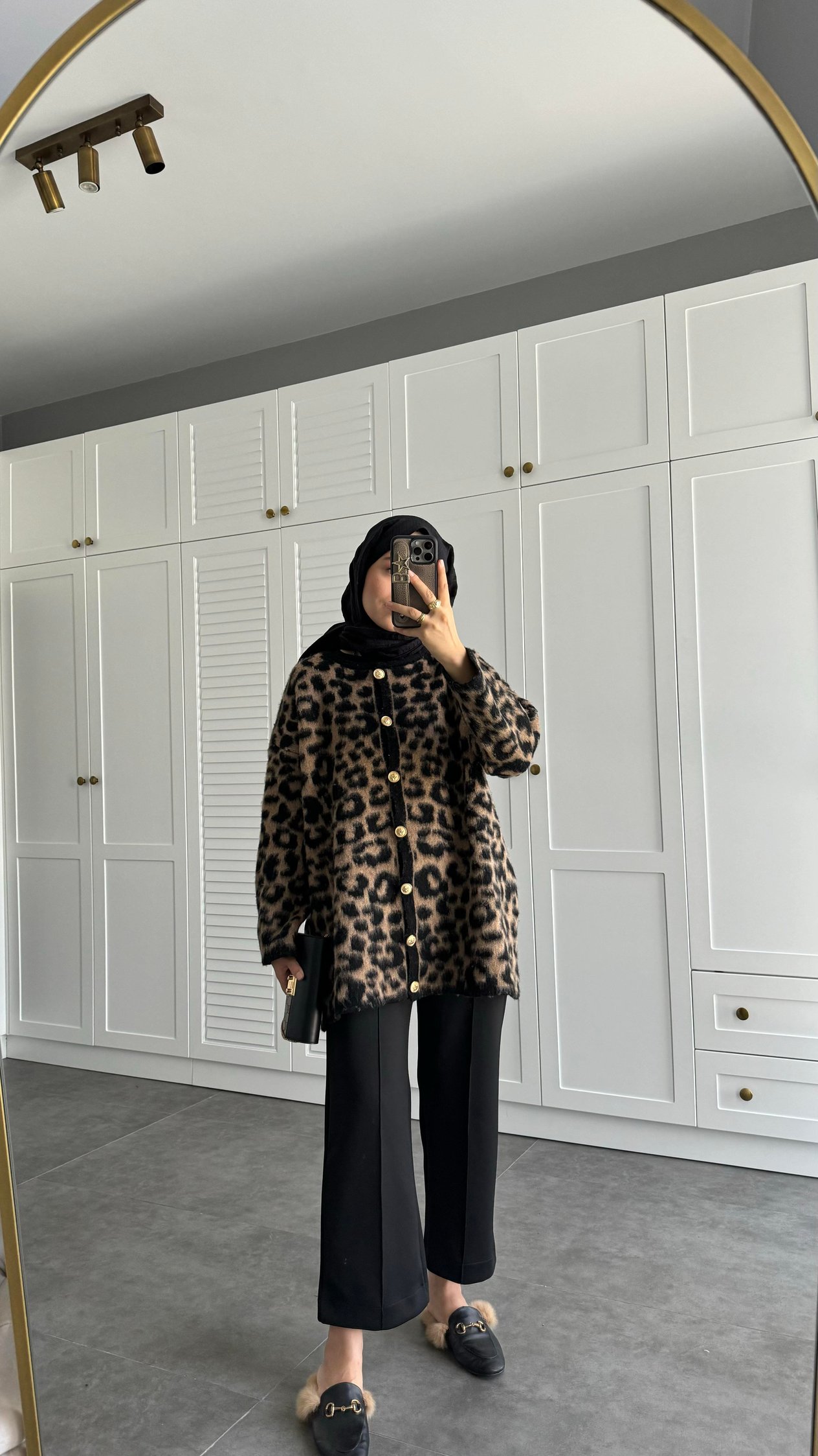 Premium Leopar Desenli Hırka