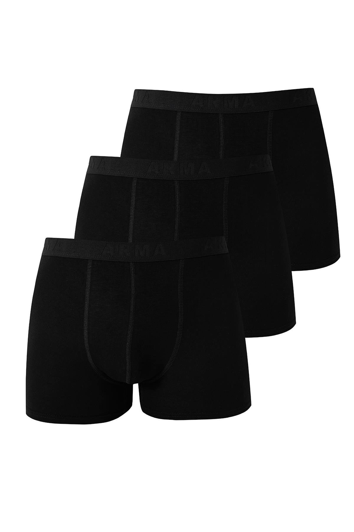  Erkek Siyah Bambu Boxer 3'lü Paket