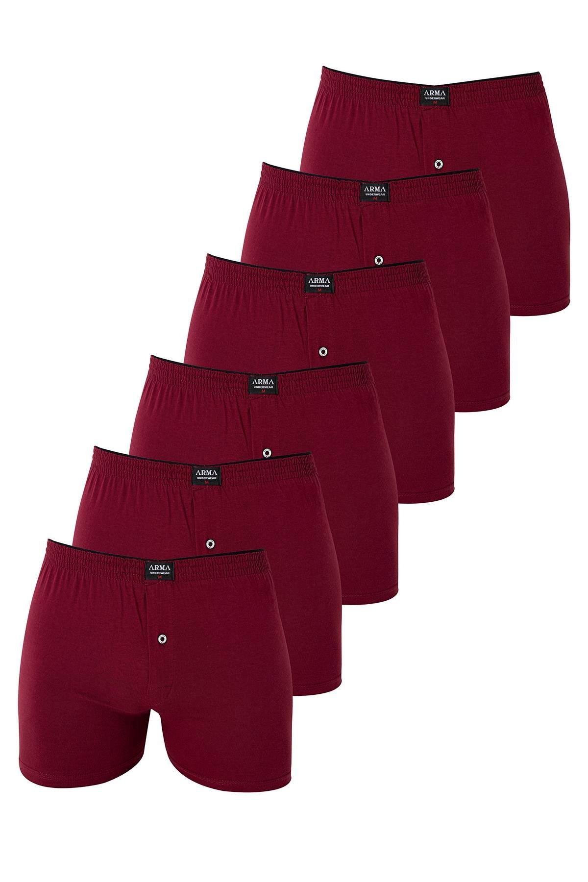 6'lı Paket Bordo Erkek Penye Havlu Bel Boxer %100 Pamuk