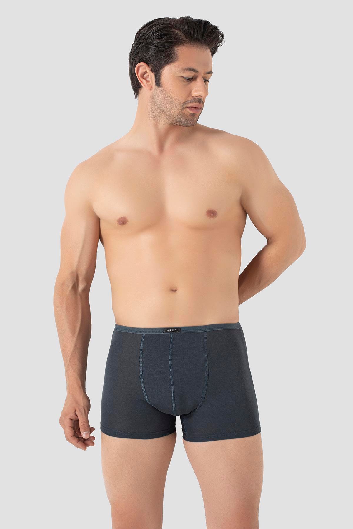 Erkek İnce Bel Lastikli Bambu Boxer Füme 5'li Paket