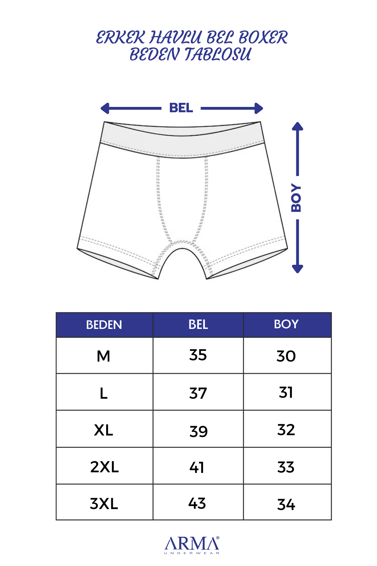 Erkek Mavi Düğmeli Boxer 3'lü Paket %100 Pamuklu Penye