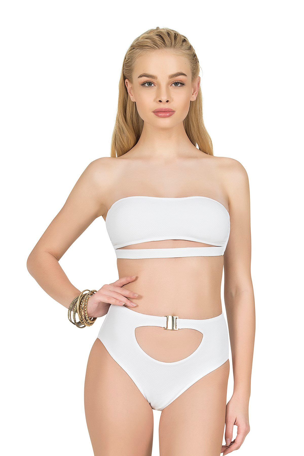 Endeep Kadın Straplez Beyaz Bikini Üstü
