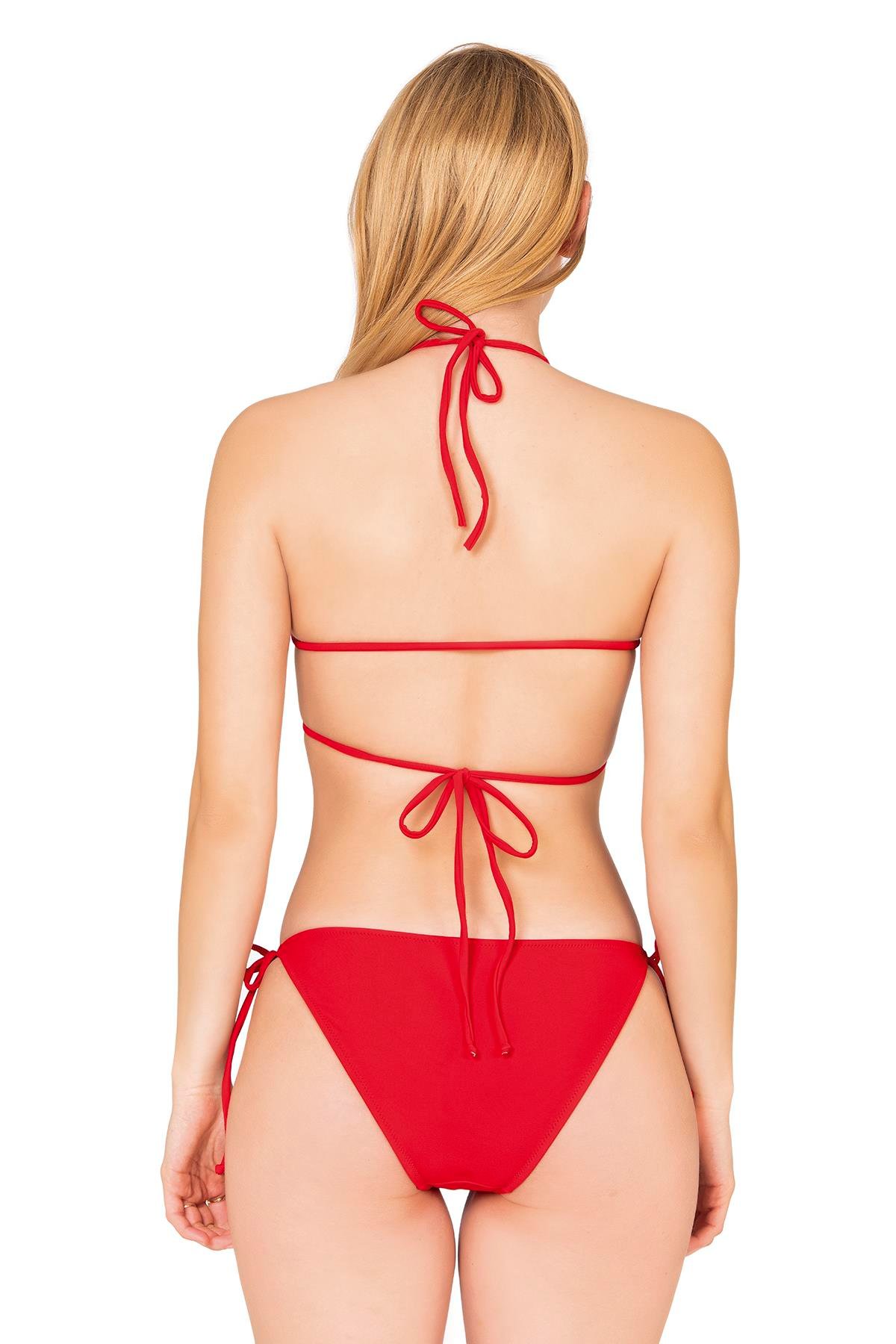Beria Kadın Çapraz Bağlama Detaylı Üçgen İpli Kırmızı Bikini Takımı
