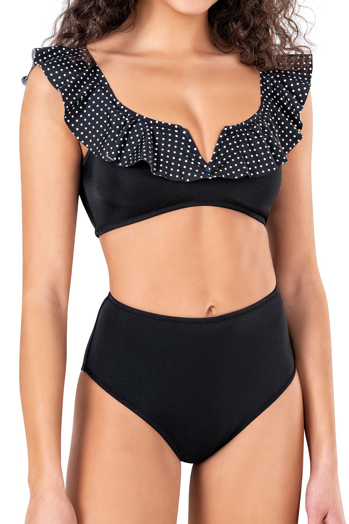 Endeep Kadın Puantiye Detaylı Volanlı Bikini Takımı