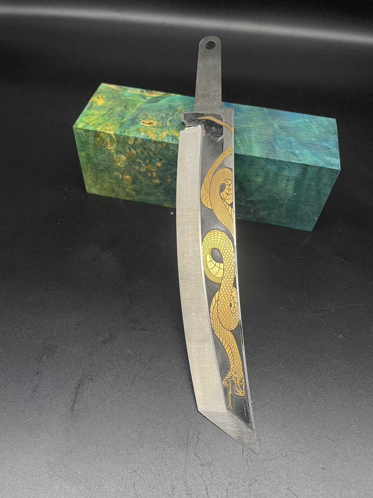 Böhler N690 GRAVÜRLÜ ALTIN KAPLAMA  MODEL 1 NO YILAN