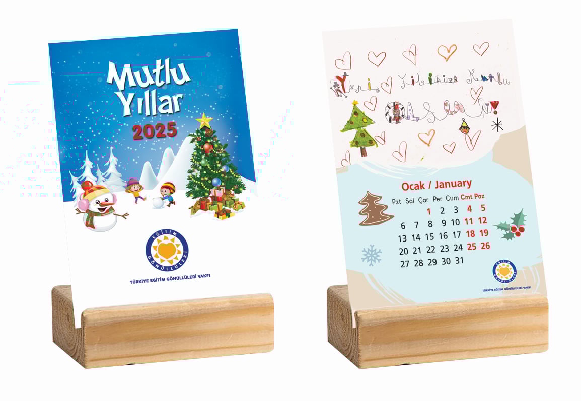 Ahşap Ayaklı 2025 Masa Takvimi