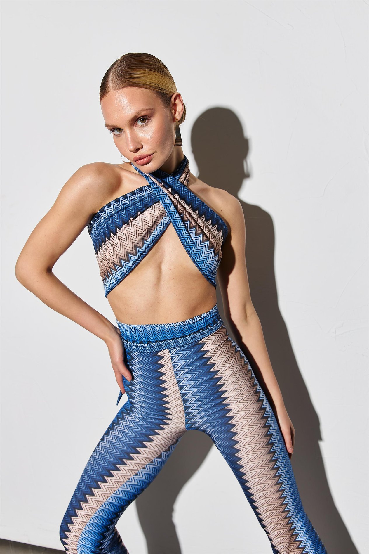 Desenli Crop Pantolon Takım