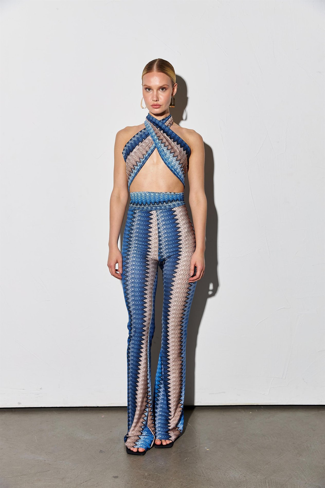 Desenli Crop Pantolon Takım