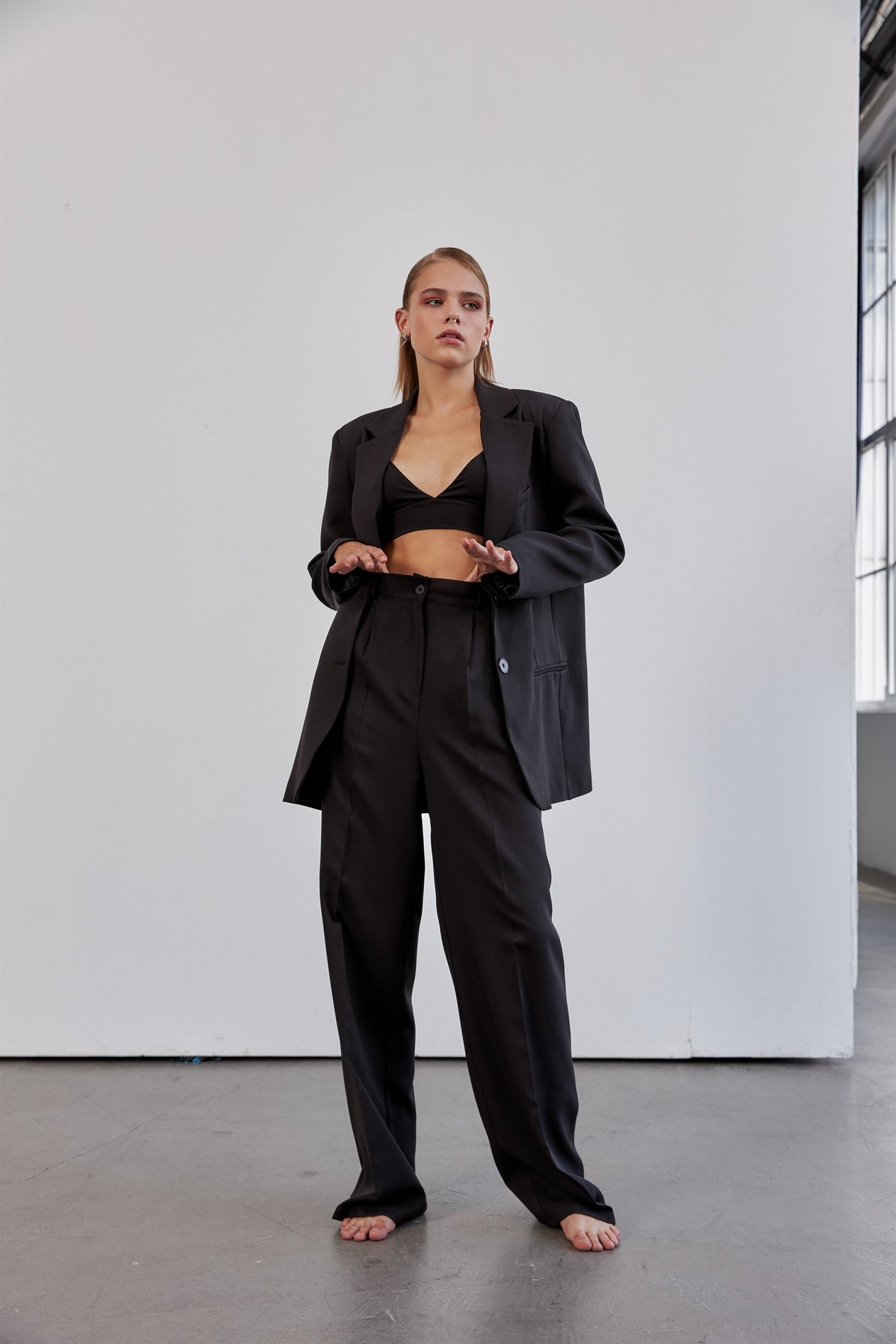 Siyah Oversize Blazer Ceket Takım