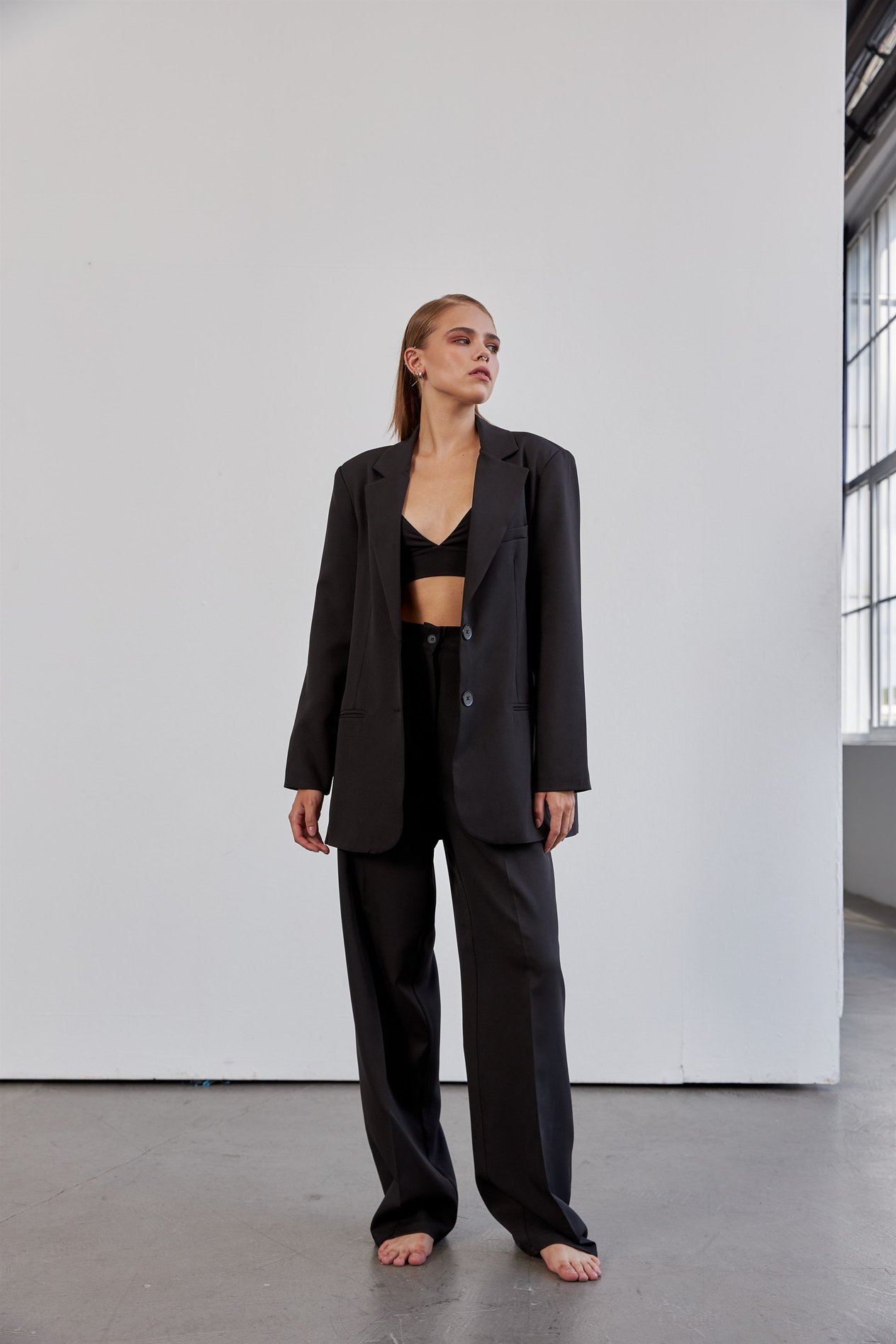 Siyah Oversize Blazer Ceket Takım