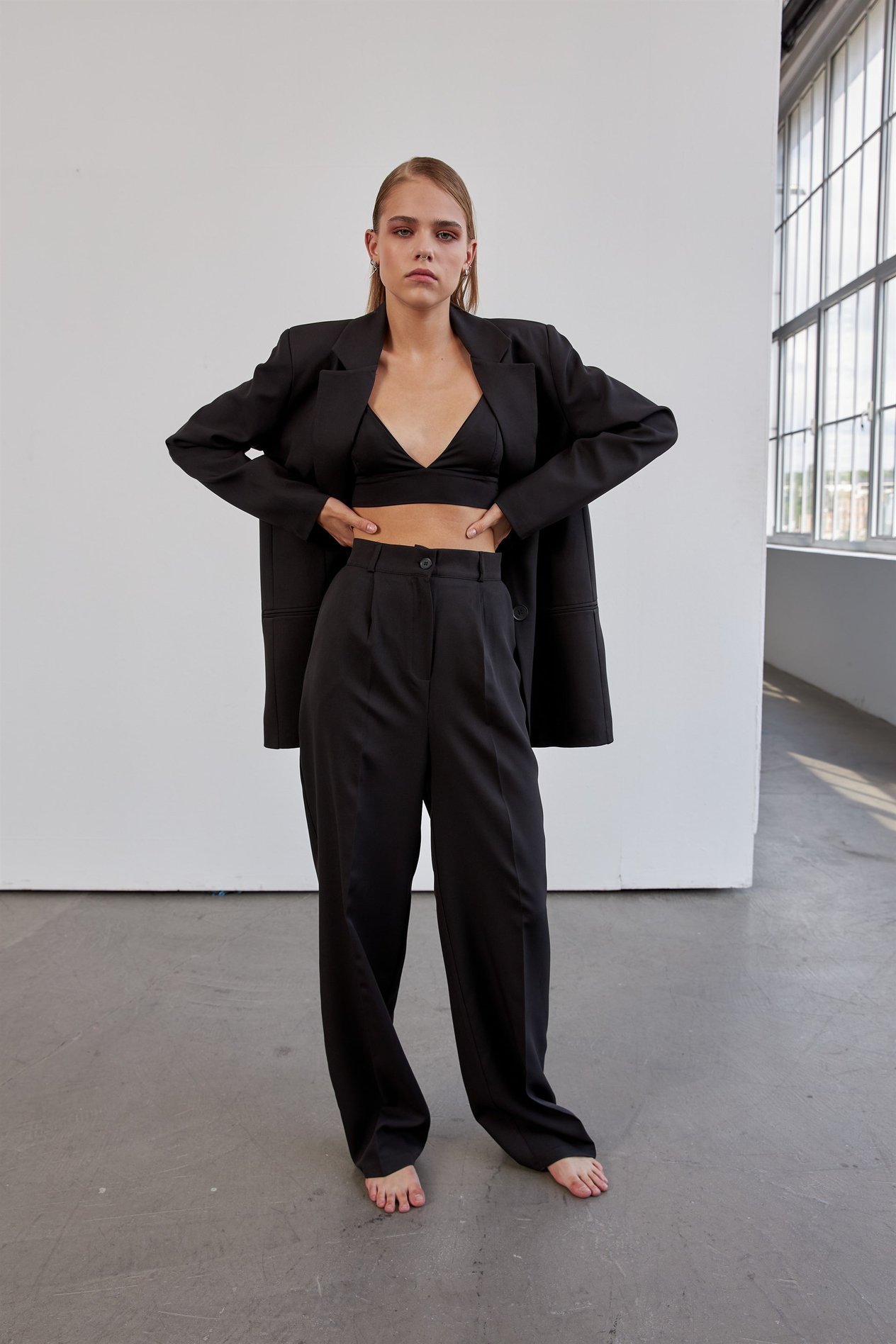 Siyah Oversize Blazer Ceket Takım