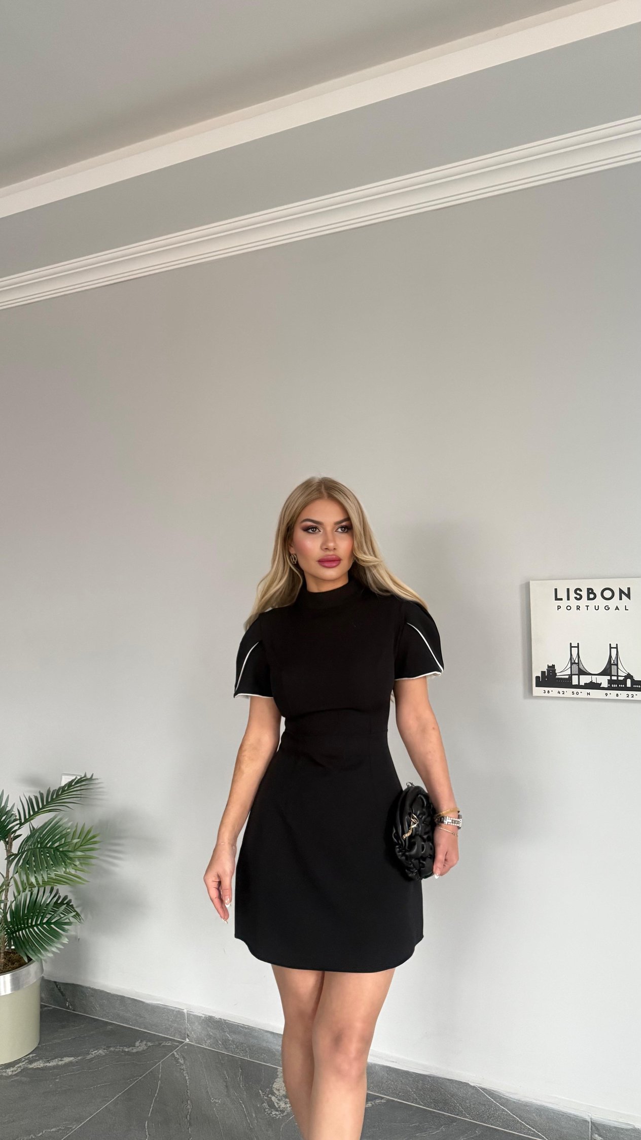 DC fiyonk detaylı elbise siyah 