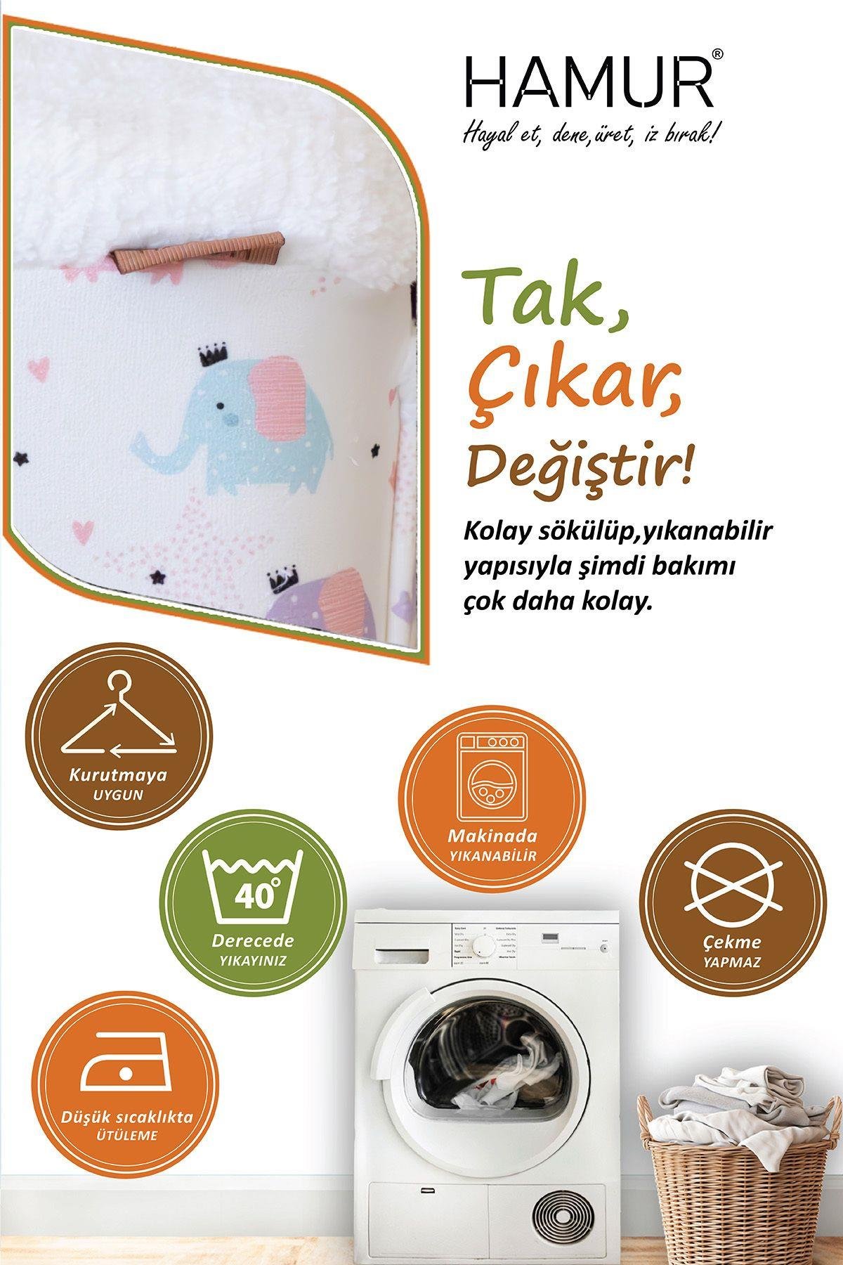 Tek kılıf Puf/Tabure Cepli Kids Elephant