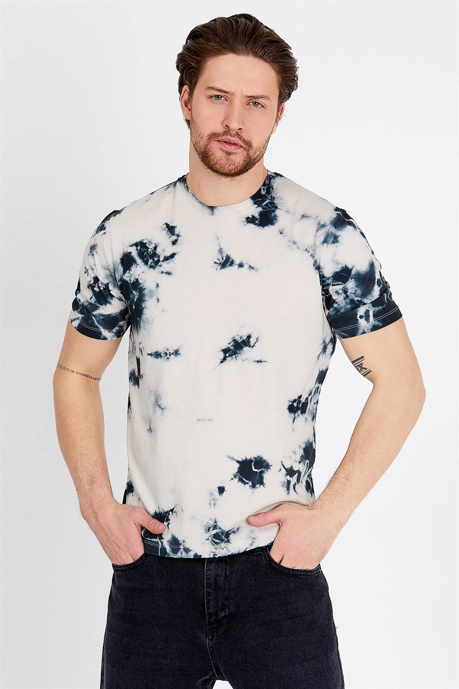 Batik Yıkamalı Gri Erkek T-shirt