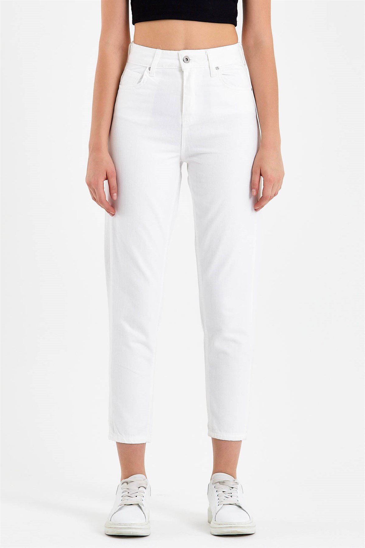 Mom Jeans in White with High Waist