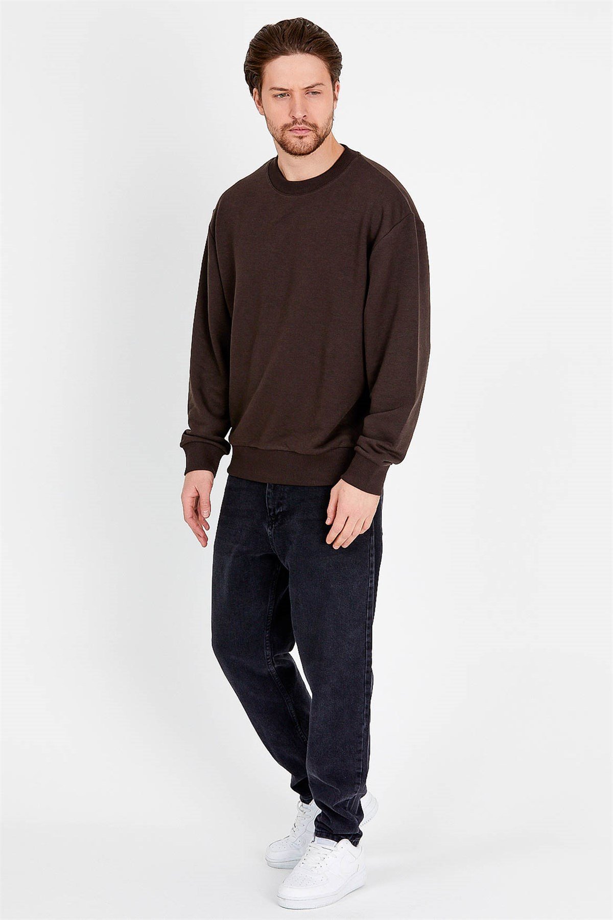 Basic Extreme Oversized Sweatshirt in Brown