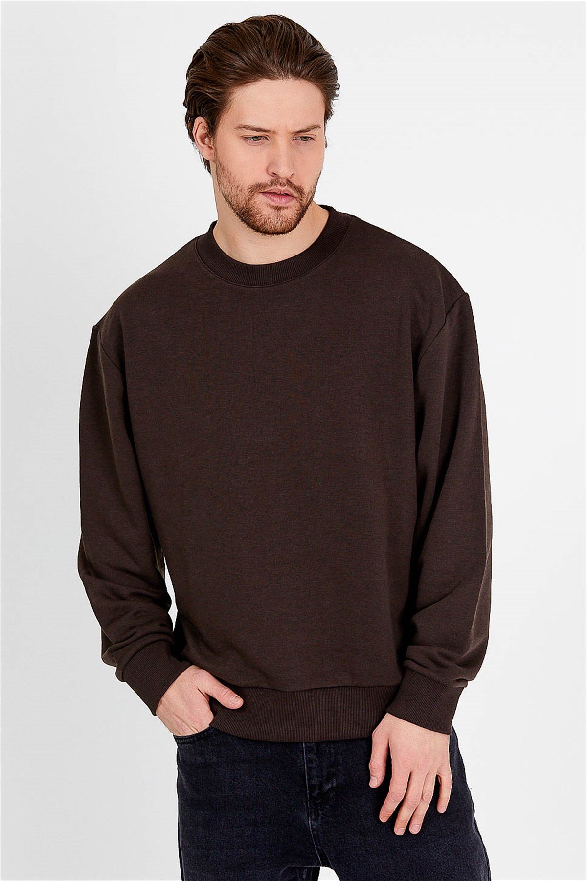 Basic Extreme Oversized Sweatshirt in Brown