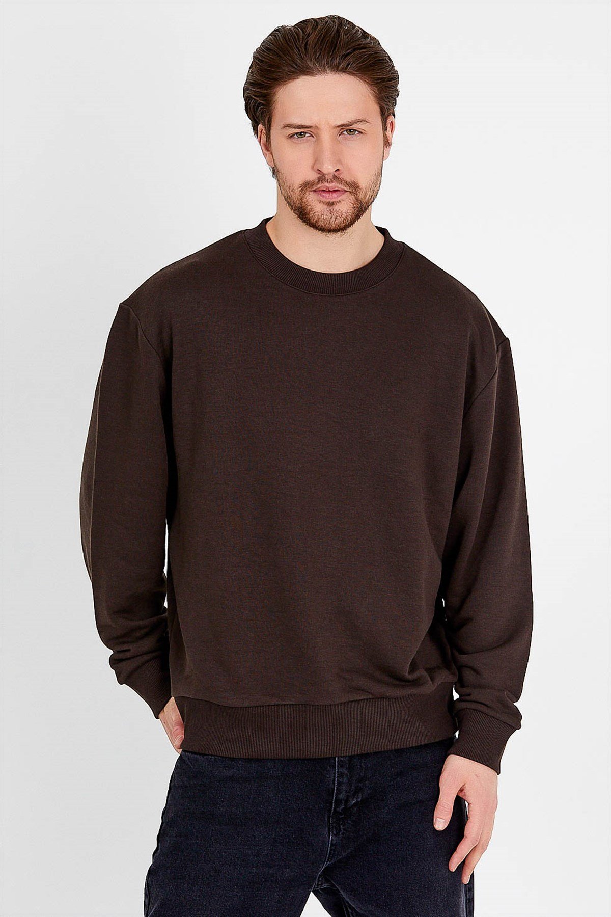 Basic Extreme Oversized Sweatshirt in Brown