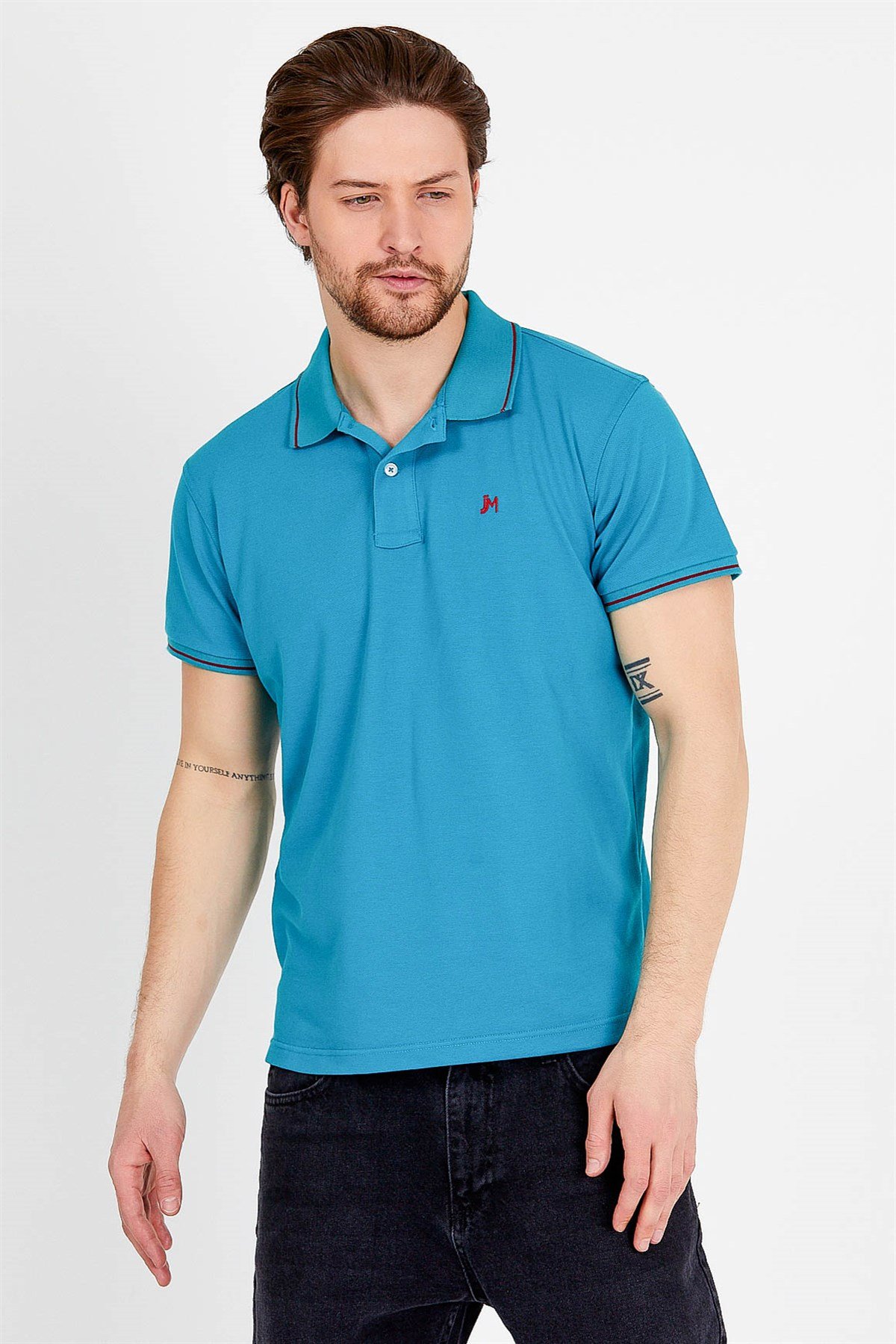 Polo Collared T-shirt in Navy with Short Sleeves