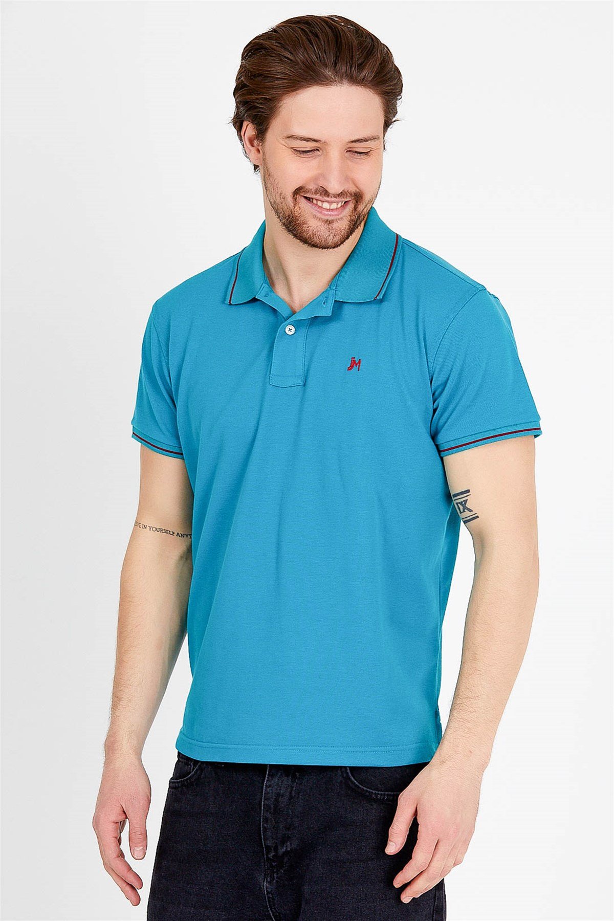 Polo Collared T-shirt in Navy with Short Sleeves