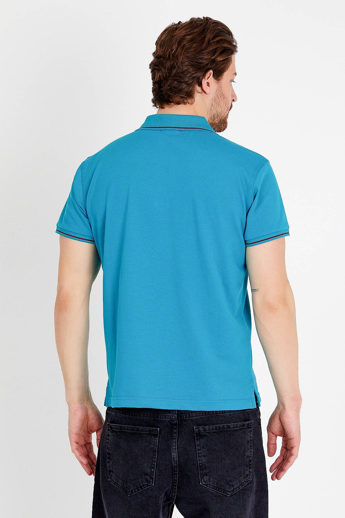 Polo Collared T-shirt in Navy with Short Sleeves