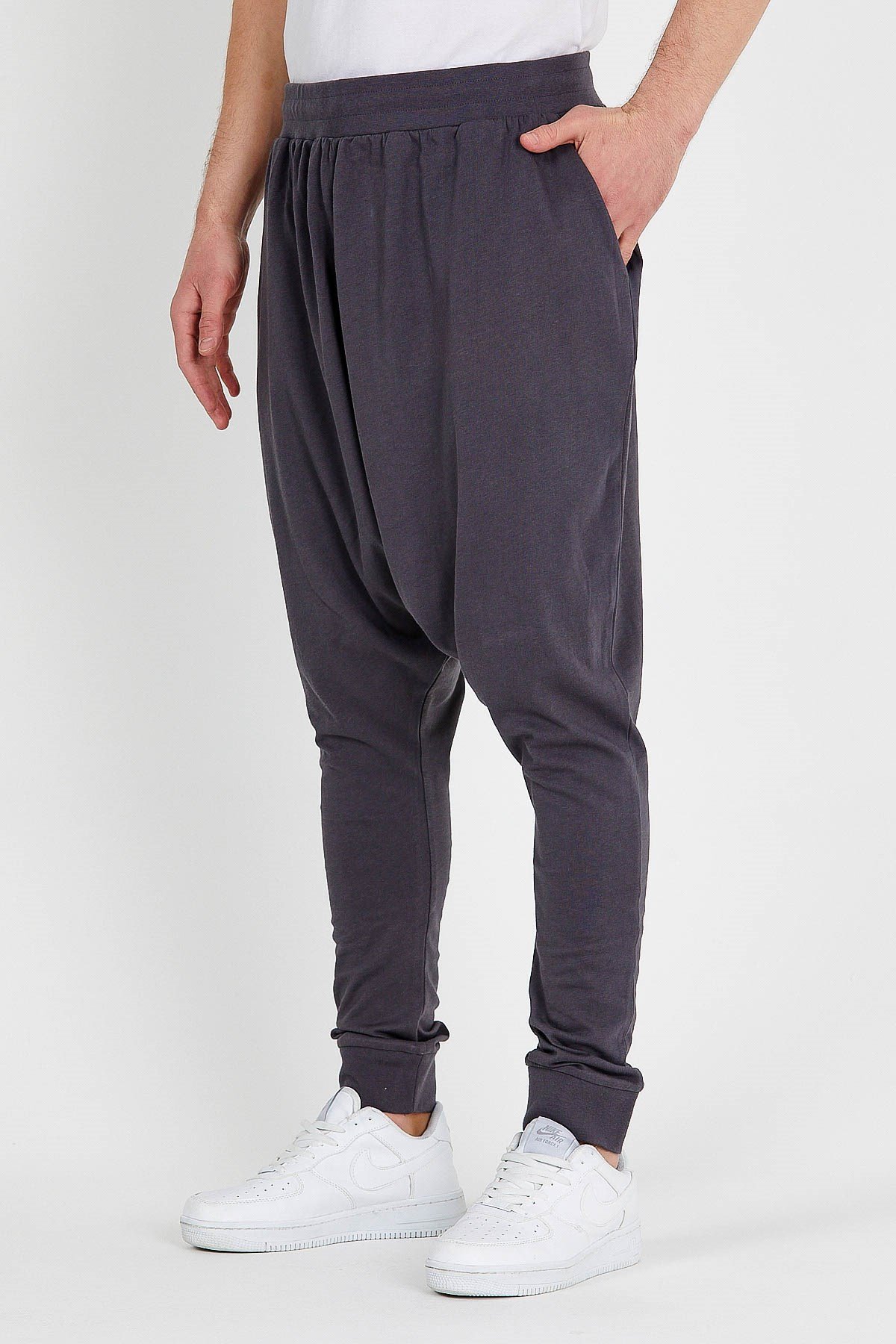 Slim Fit Extreme Drop Crotch Joggers in Charcoal