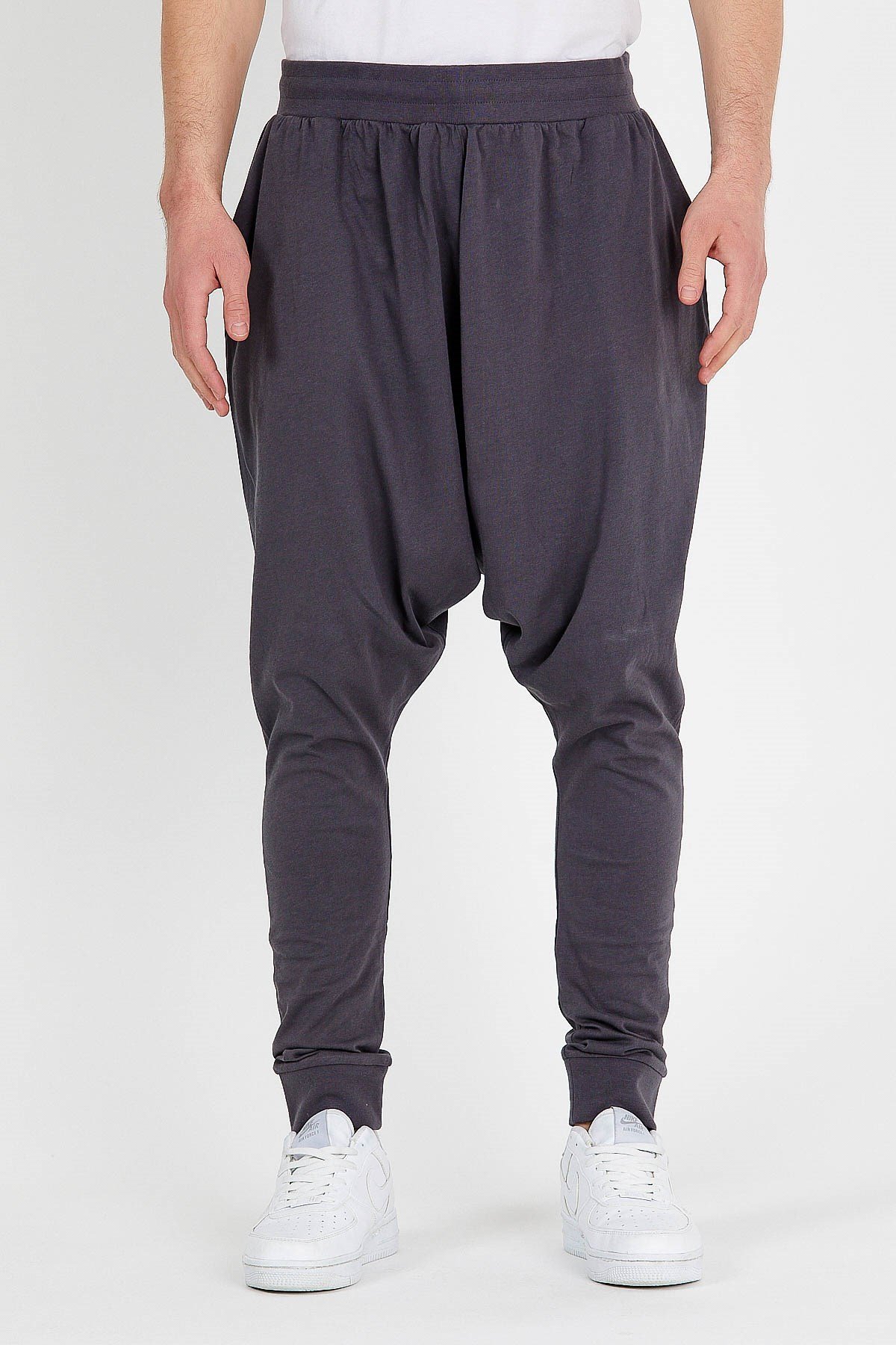Slim Fit Extreme Drop Crotch Joggers in Charcoal