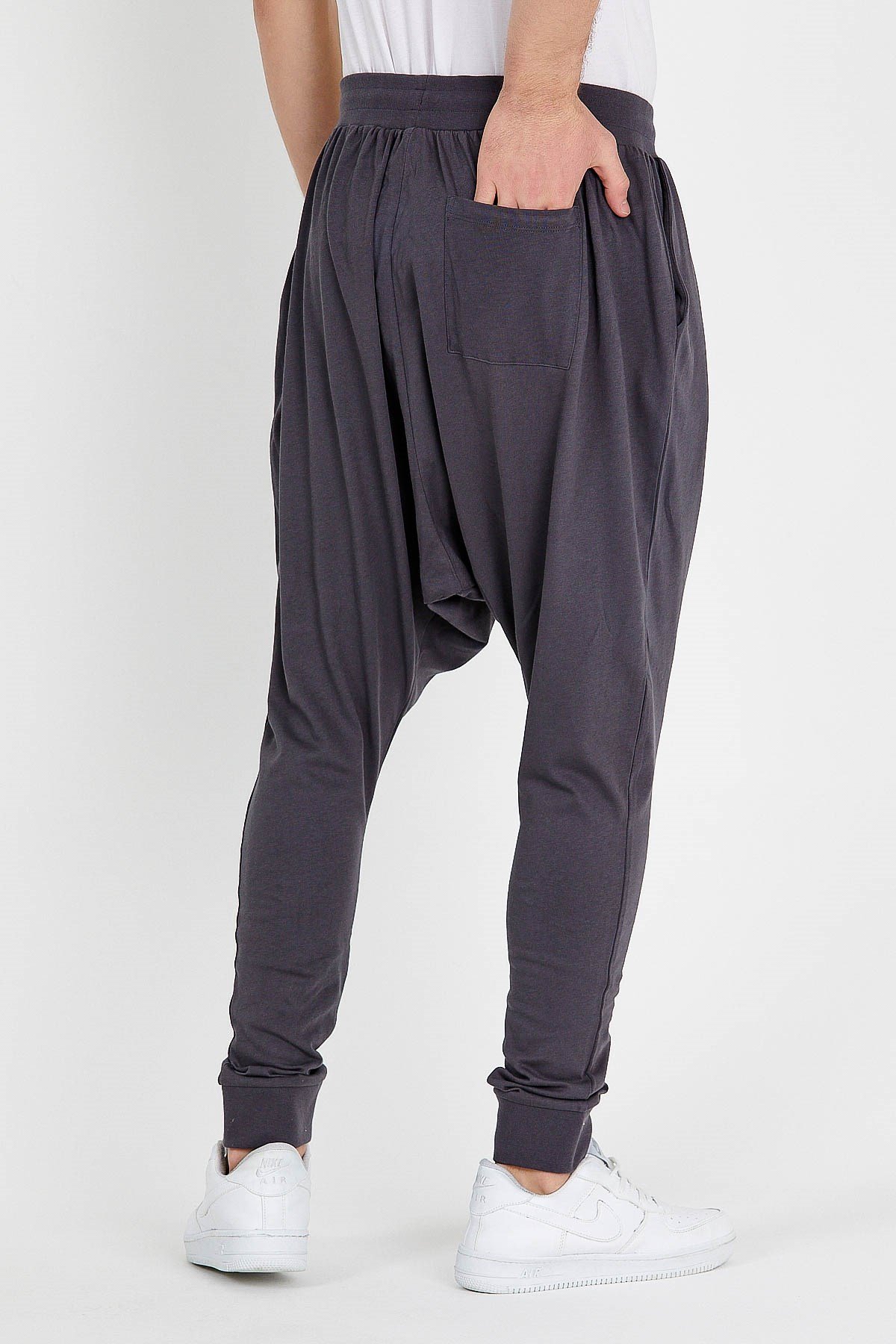 Slim Fit Extreme Drop Crotch Joggers in Charcoal