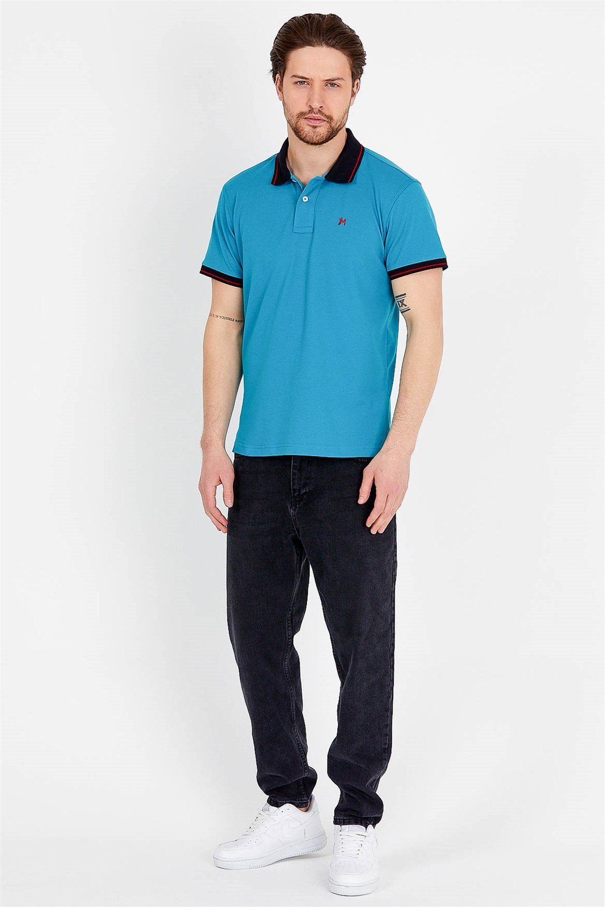 Lacivert Yakalı Mavi Polo Yaka T-shirt