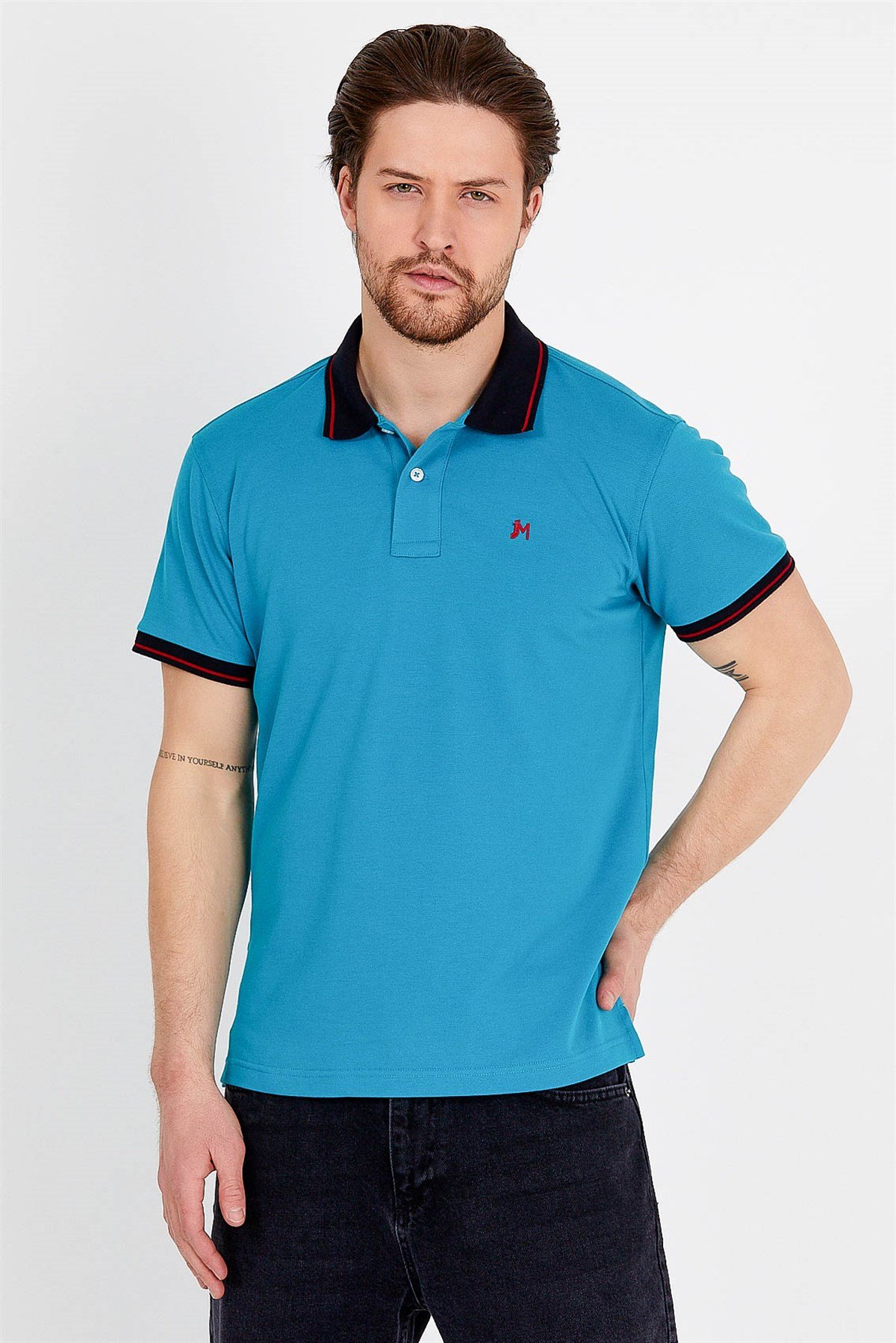 Lacivert Yakalı Mavi Polo Yaka T-shirt
